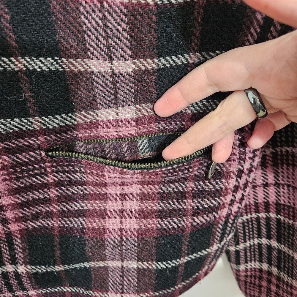 Vintage 90s Grunge Fashion Bug Wool Plaid Zip up Jacket. Size Large - Picture 6 of 6